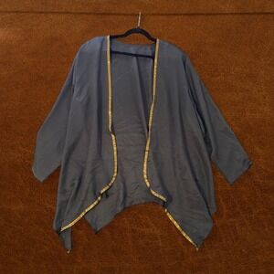 Vintage Black Sheer Kimono Cover-Up | Gold Trim | Shoulder Pads